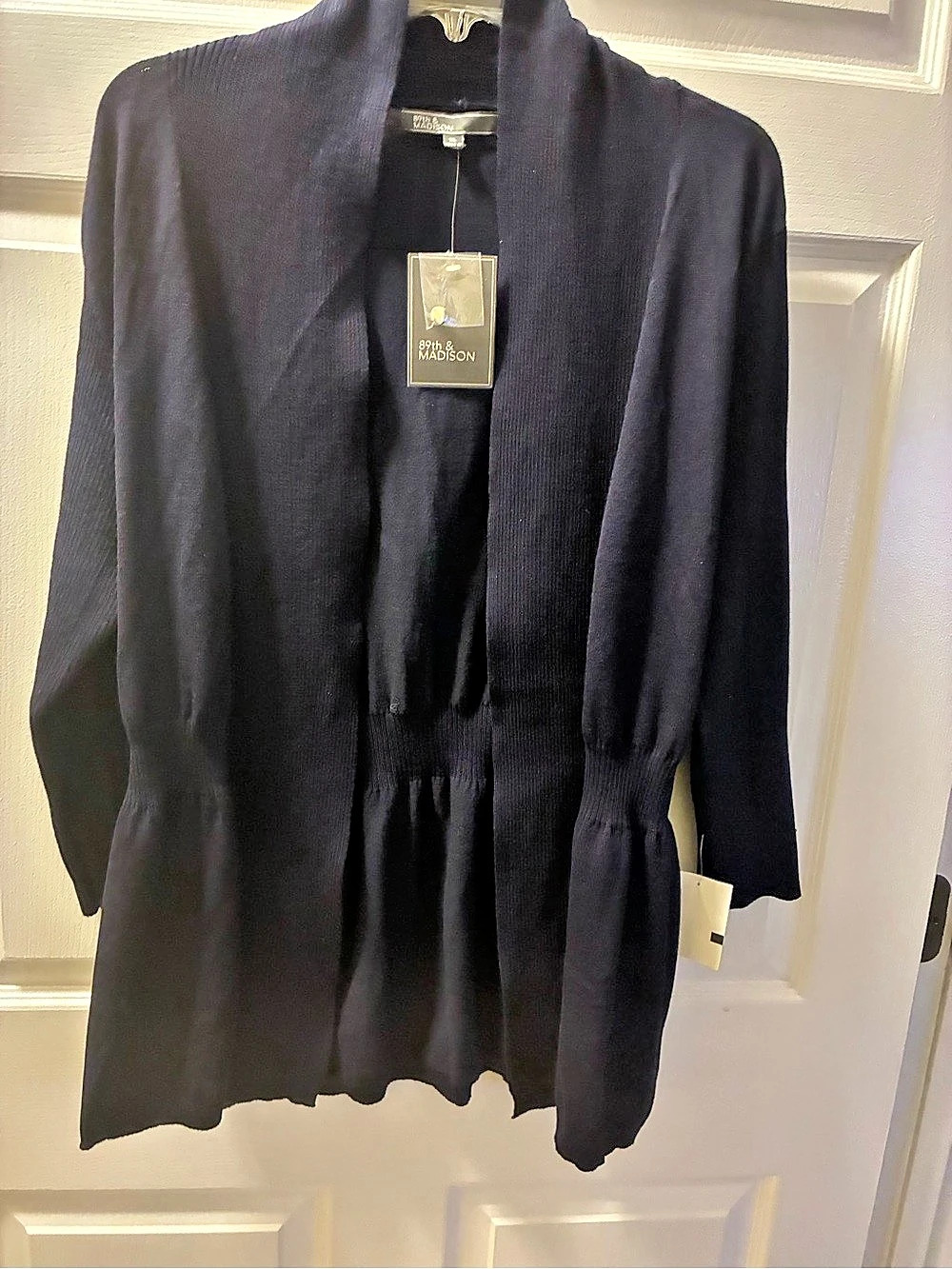 89th & Madison Ribbed Knit Jacket in Blue Size XL NWT